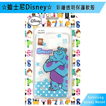 迪士尼Disney Samsung Galaxy Note4 彩繪透明保護軟殼點點毛怪