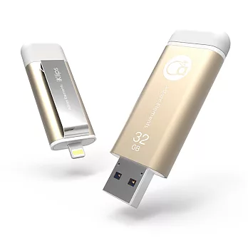 亞果元素【iKlips】 32GB iOS系統專用USB 3.0極速多媒體行動碟金色