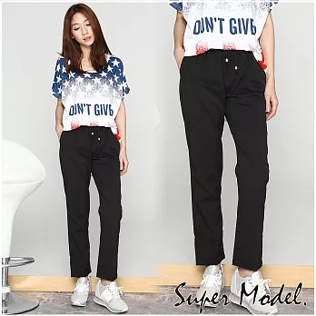 【名模衣櫃】綁帶雙口袋休閒褲-共2色(M-XL適穿)FREE黑色