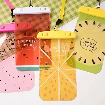 夏日水果 可觸控防水套 通用手機防水袋 繽紛可愛 海邊玩水衝浪 適用5.5吋以下手機 玩水必備草莓粉