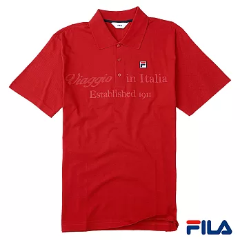 FILA男仕簡約POLO衫-1POP-1400-RD-M熱情紅