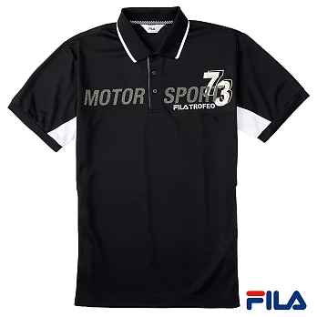 FILA男仕賽車風吸排POLO衫-1POP-1427-BK-M酷炫黑
