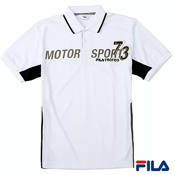 FILA男仕賽車風吸排POLO衫-1POP-1427-WT-M純淨白