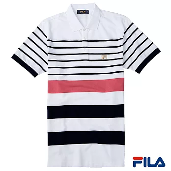 FILA男仕經典條紋POLO衫-1POP-1702-WT-M純淨白