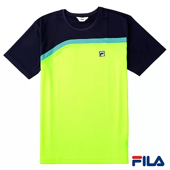 FILA男仕吸排短袖上衣-1TEP-1403-LM-M檸檬黃