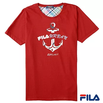 FILA男仕船錨圖騰上衣-1TEP-1705-RD-M熱情紅