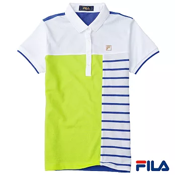 FILA女性色塊條紋POLO衫-5POP-1719-WT-M純淨白