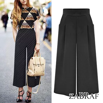 【BR】純色直筒九分寬口褲-黑色(M-XXL可選)M黑