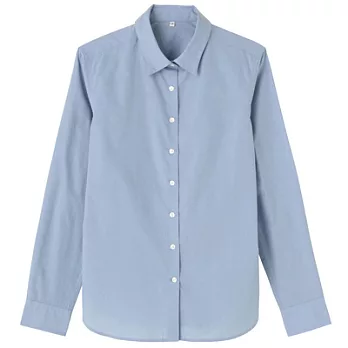 [MUJI 無印良品]女有機棉平織長袖襯衫XS淡藍