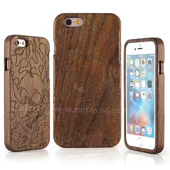 Disney iPhone 6/6s 原木/木頭雷雕保護殼/手機殼-可愛系列吉他史迪奇