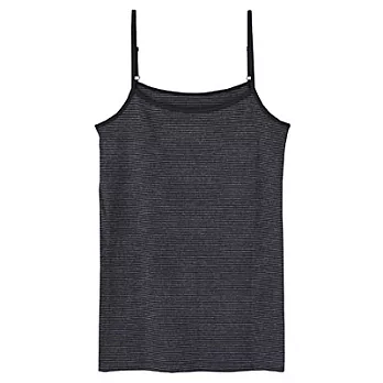 [MUJI 無印良品]女有機棉針織無側縫細肩帶黑橫紋SS黑橫紋