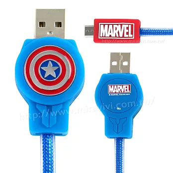 MARVEL 復仇者聯盟Micro USB 扁身編織傳輸線隊長盾牌