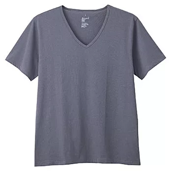 [MUJI無印良品]男有機棉天竺V領T恤深灰S深灰