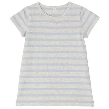 [MUJI無印良品]幼兒有機棉每日兒童服橫紋短袖長版衫淺藍橫紋100淺藍橫紋
