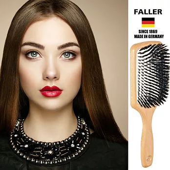 【德國FALLER芙樂梳具刷具】德國製FSC櫸木黑豚鬃氣墊按摩梳 防靜電柔順直髮(放鬆按摩頭皮 專用)