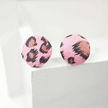 【PinkyPinky Boutique】可愛豹紋耳環(粉紅色)