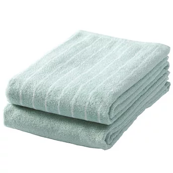 [MUJI無印良品]棉條紋面用巾2件組綠色