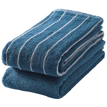 [MUJI無印良品]棉條紋面用巾2件組深藍