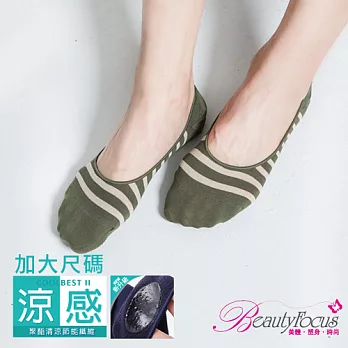 BeautyFocus(條紋加大版)涼感腳跟凝膠止滑隱形襪N1520綠色