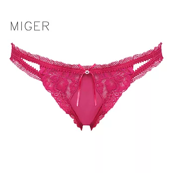 [MIGER密格內衣]蕾絲網紗低腰三角內褲-6985-台灣製-FREE桃紅
