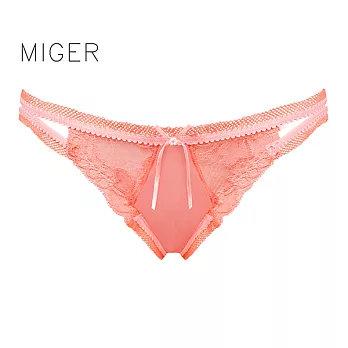 [MIGER密格內衣]蕾絲網紗低腰三角內褲-6985-台灣製-FREE紅柑