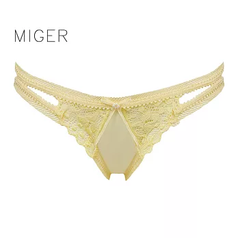 [MIGER密格內衣]蕾絲網紗低腰三角內褲-6985-台灣製-FREE黃色