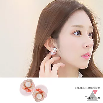 Lucita 韓國新品 時尚單品 心花開雙面耳環 粉