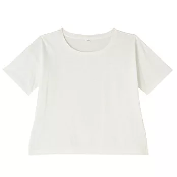 [MUJI無印良品]女有機棉節紗寬肩T恤S白色
