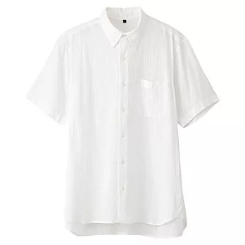 [MUJI無印良品]男印度棉短袖襯衫L柔白