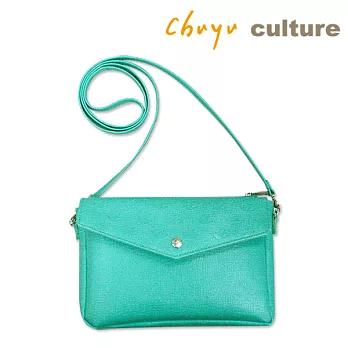 珠友 斜背雙層觸控手機收納包/可滑螢幕B青