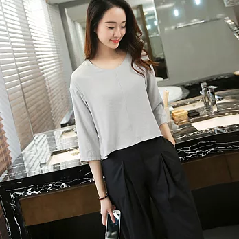 【A.Cheter】清新自然簡約棉麻兩件組 605620001M灰衣黑褲