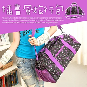 1818 度假大容量印花休閒旅行袋（M size附背帶）紫(CG49992-3Q)