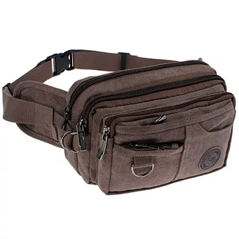 帆布大容量休閑牛仔腰包咖啡