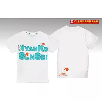 夏目友人帳-潮流T-shirt(貓咪老師嬉文字)S白色