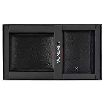 MONDAINE 瑞士國鐵十字紋牛皮六卡短夾+名片夾禮盒