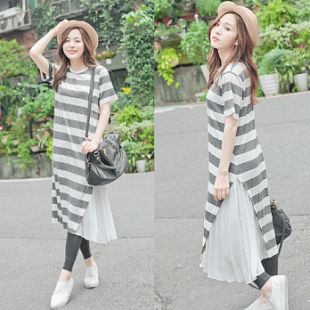 ROSE。優雅接雪紡長裙洋裝 灰系