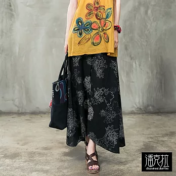 【潘克拉】編織腰珊瑚花八角褲-F　FREE珊瑚花