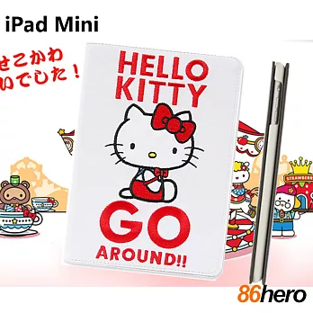 86Hero iPad Mini 1/2/3 絨毛側翻皮套-Kitty Go AroundGO KT