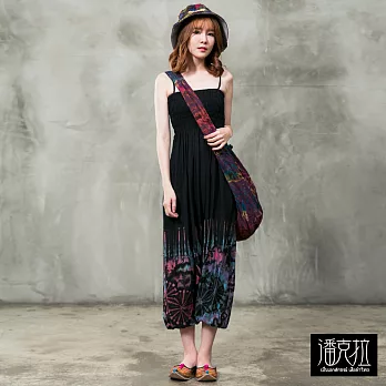 【潘克拉】兩穿式半染連身飛鼠褲-F　FREE黑