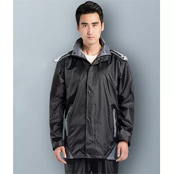 360度大帽檐時尚雨衣褲套裝炫酷黑 L