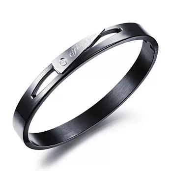 AmaZing 最愛是妳-簡約大器鏤空鈦鋼情侶手環 (2色任選)黑色