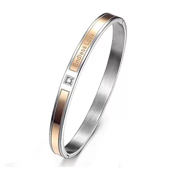 AmaZing 無盡的愛-時尚簡約鈦鋼水鑽情侶手環 (2色任選) 玫瑰金