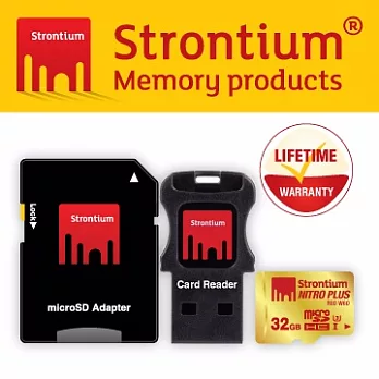 力鍶Strontium Nitro Plus UHS-1 U3 Micro SDHC 32GB 高階記憶卡 (三合一機動商品包裝)