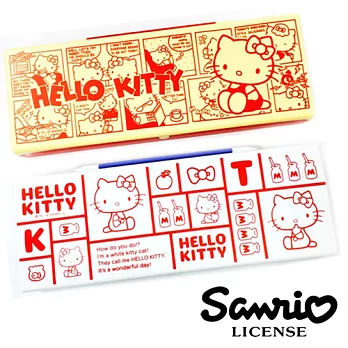 【日本進口三麗鷗正版】Hello Kitty 長方形 塑膠鉛筆盒/收納盒 -黃蓋紅盒