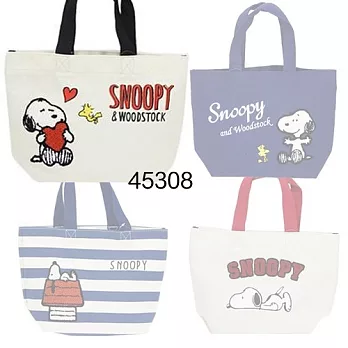 【日本進口正版】史努比 SNOOPY 帆布 手提袋/便當袋 -45308款