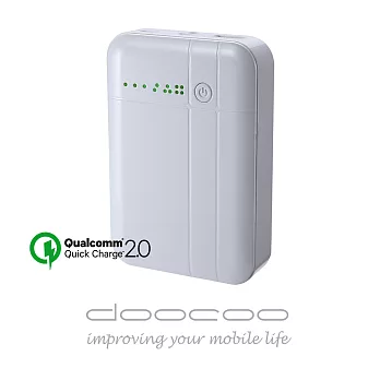 doocoo iQuick 12000+ 雙向支援 QC2.0 智能行動電源（支援 USB3.1 Type C)白色