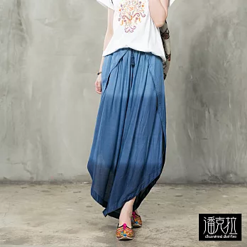 【潘克拉】波斯風漸層束腰裙褲(3色)-F　FREE藍