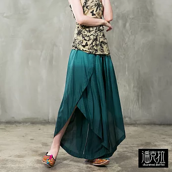 【潘克拉】波斯風漸層束腰裙褲(3色)-F　FREE綠