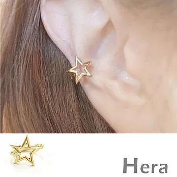 【Hera】赫拉 鏤空線條無耳洞耳環/耳骨夾-2色(單顆)(金色星星)