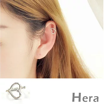 【Hera】赫拉 鏤空線條無耳洞耳環/耳骨夾-2色(單顆)(銀色心型)